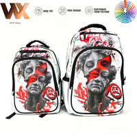 Sac à dos urbain personnalisé en polyester à double bretelle pour usage extérieur, imprimé streetwear, pour étudiants, hommes et femmes, vente en gros