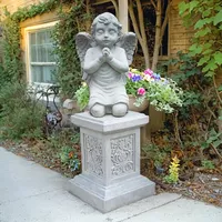 Finition antique Rosette Jardin Plinthe Base Résine Statue Riser Résistant Aux Intempéries À Faible Entretien Pierre Moulée Résine Artisanat pour