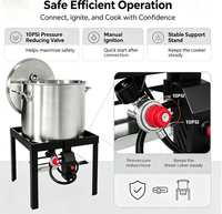 Kit de cuisson de crevettes de 100 Qt, capacité de 60 lb |   Cuisinière au propane de 110 000 BTU |   Panier en aluminium avec système de drainage suspendu |   Certifié CSA
