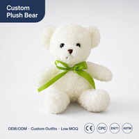 Boneka Beruang Teddy Putih Lembut Berbulu Halus dengan Sweater dan Dasi Kupu-kupu, Isi Kapas PP Super Lembut, Mainan Penghilang Stres untuk Hadiah Ulang Tahun dan Valentine