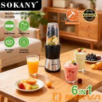 Elektrische sapcentrifuge blender 6-in-1 met hoge kwaliteit roestvrijstalen messen, huishoudelijke voedselprocessor, vleesmolen, babyvoedselmaker, fruitpers