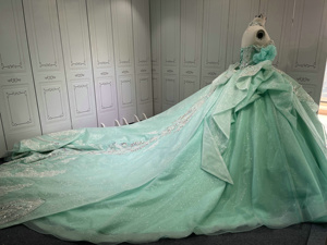 Mumuleo Vestido de Quinceañera Aqua con Cristales Brillantes Vestidos de 15 Años Princesa Dulces 15 16 Años para Fiesta de Cumpleaños - Product Image 3