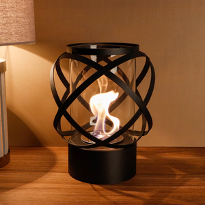 Cheminée bio<span class=keywords><strong>éthanol</strong></span> ronde en verre pour extérieur, <span class=keywords><strong>foyer</strong></span> <span class=keywords><strong>de</strong></span> <span class=keywords><strong>table</strong></span> en métal pour patio, <span class=keywords><strong>foyer</strong></span> créatif en maille <span class=keywords><strong>de</strong></span> fer décorative pour salle à manger - Product Image 2