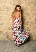 Ensemble d'articles naturels décoratifs longs dos nu pour femmes 100% coton Tie Dye été Boho Hippie Maxi robe ample col en V