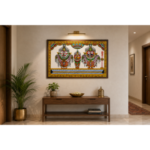 Pintura Pattachitra del Señor Jagannath Hecha a Mano al por Mayor, Arte Folclórico Tradicional de Odisha, Decoración de Pared, Obra de Arte Religiosa del Patrimonio Indio - Product Image 3