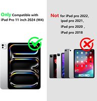 Étui noir magnétique transparent pour iPad Pro 11 pouces M4 2024, étui hybride TPU+PC avec emplacement pour stylet, cordon et béquille