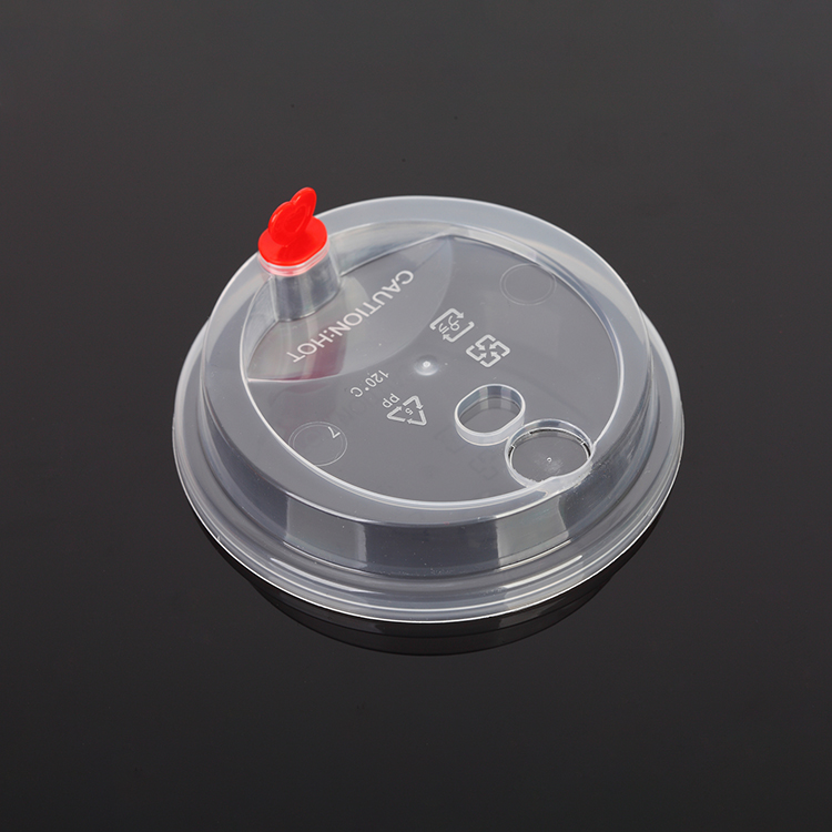 Оптовая продажа, черно-белая прозрачная крышка для чашек 90 мм в диаметре, одноразовая, пригодная для переработки, для кофе, ПП, бумаги, кофе, молока, чая