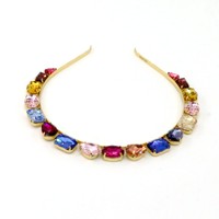 DREAM FASHION Bandeau de luxe élégant fait main avec cristaux arc-en-ciel colorés et diamants, accessoires pour cheveux de fille, cadeau pour les mères
