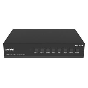5x1 HDMI Presentation <strong>Switcher</strong> 5x2 Seamless HDMI <strong>Switcher</strong> HDMI <strong>USB</strong>-C <strong>Inputs</strong> KVM <strong>Switcher</strong> 5x1 Support 2x2 Dante Audio - Product Image 6