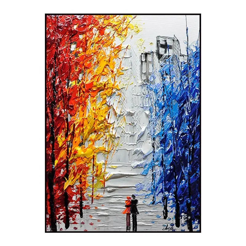 3d Oil Painting Canvas Abstract Wall Art Landscape Colorful Forest Hand Made Oil Palette Knife Painting on Canvas Modern Art