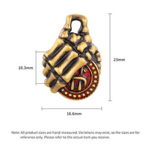 Pendentif en forme d'os à la main en or dur 24K or pur noir électrique + collier artisanal en émail opale accessoires bijoux - Product Image 4