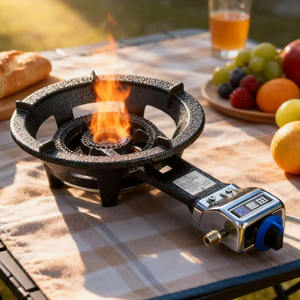 เตาแก๊สเชิงพาณิชย์แบบตั้งโต๊ะ/ฝังในตัว รุ่นใหม่ล่าสุด ผลิตจากเหล็กหล่อ สีดำ พร้อมระบบจุดติดอัตโนมัติ เหมาะสำหรับใช้ในครัวเรือนและโรงแรม - Product Image 1