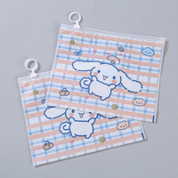 Sac à fermeture éclair Melody Cartoon Ring, étui à crayons créatif en plastique transparent givré, sac de rangement multifonctionnel mignon pour documents, Sanrio