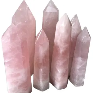 Wholesale Big Natural Rose Quartz Crystal Wand Pink Stone Crystal Point