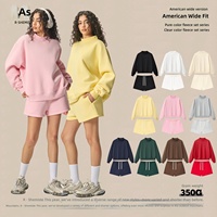 Ensemble sweat à capuche et pantalon à cordon de serrage pour femme, coupe ample, manches longues, col montant, doublure polaire 350G, collection automne