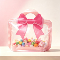 Food Grade BPA Free Clear Die Cut Bow Handle Shaped Stand up Pouch Bags Kids Toys Candy Snack Resealable Cute Gift Packaging OEM