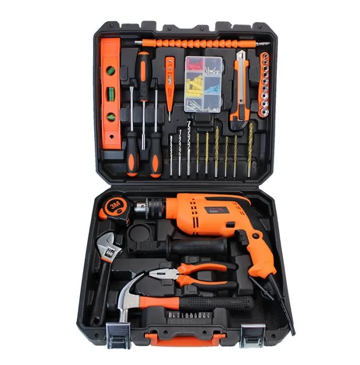 43 pcs Global Wholesale Hand-Held Power Tool Set Multi-function Percussion Drill Hammer Wrench Electric Tool Sets