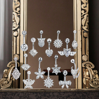 Sexy nombril nombril anneau Double rond clair Ziircon en acier inoxydable nombril Piercing mode bijoux de corps