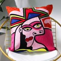 Housse de coussin carrée en polyester de la série Picasso pour la décoration de la maison et des hôtels, art abstrait moderne, broderie de figures mythologiques exagérées