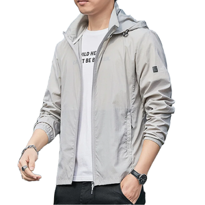 Liu Ming Cheap Wholesale Men <b>Summer</b> Thin Casual Zip Pockets UV Sun Breathable <b>Lightweight</b> Windbreaker Hooded Plus Size <b>Jackets</b> - Product Image 1