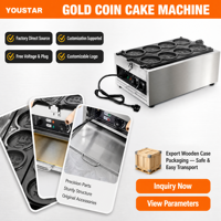 Machine à gaufres en forme de pièces de monnaie YK-1108R au gaz, 2 kW, 8 trous, 360x510x180 mm, en acier inoxydable, pour usage commercial