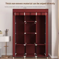 Vente en gros Armoire pliante grande capacité Armoire moderne multifonctionnelle en tissu non tissé Renforcement du cadre en acier