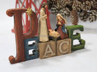 Figurine de Noël Statue de la Nativité PEACE-Figurine en résine décorative pour la maison avec la Sainte Famille