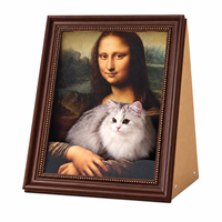 Maison pour chat Mona Lisa en carton ondulé classique et mignon, griffoir avec fermeture à bouton, motif peinture à l'huile, toutes saisons, Halloween