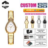 Montre-bracelet à quartz 52135 avec cadran unique en forme de goutte d'eau, incrustée de diamants, bracelet extensible en alliage, montre de mode de niche pour femme, étanche, élégante