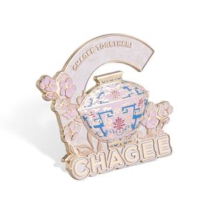 Imán de nevera de metal con impresión UV de tetera de flores rosas exquisitas de marca de diseñador, recuerdo lindo - Product Image 5