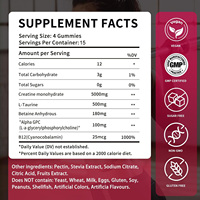 Gummies de créatine monohydrate 5000 mg – Soutien à la croissance musculaire et à la récupération – Améliore la force et les performances