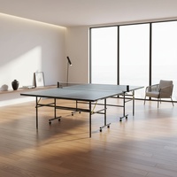 Table de ping-pong pliable, surface en MDF de 12 mm, table de tennis de table mobile pour l'intérieur, ensemble pour la maison et le bureau, certifiée ASTM, respectueuse de l'environnement
