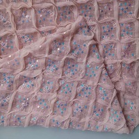 Vente directe usine Tissu maille extensible à sequins épais 100% Nylon Résistant à l'abrasion Vêtements pour filles Broderie dentelle Lettre PA