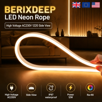BERIXDEEP Néon flexible haute tension AC230V 1220, vision latérale, 12W, découpable, étanche IP67, pour enseignes néon intérieures
