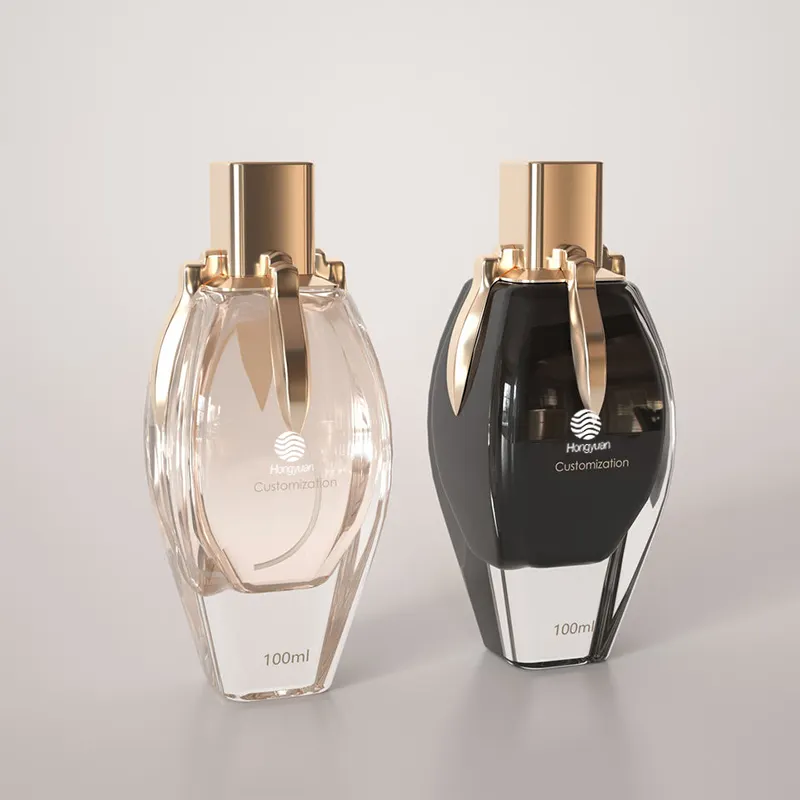 Yeni tasarım kalın alt 100ml 3.4oz benzersiz High End egzotik lüks roman doldurulabilir cam parfüm şişesi