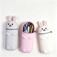Étui à crayons et porte-stylos pour filles et garçons, jolie trousse à crayons en silicone souple, avec fermeture éclair, pour les fournitures scolaires des enfants