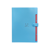 Carpeta de Archivo Expandible Tipo Acordeón con Tapa Dura Creativa de Plástico PP A4, Color Caramelo, con Botón y Diseño de Cara Sonriente, para Exámenes, Oficina y Escuela