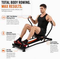 Rameur à mouvement complet pour la maison, pliable, équipement d'exercice cardio, entraînement complet du corps avec rotation à 360° °   Bras et siège coulissant