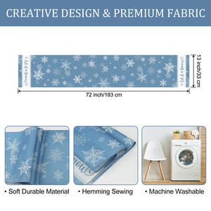Runner da Tavola Natalizio Lavabile 13x72 13x90 Pollici, Decorazione <span class=keywords><strong>Blu</strong></span> con Fiocchi di Neve per <span class=keywords><strong>Cucina</strong></span> e Sala da Pranzo - Product Image 5