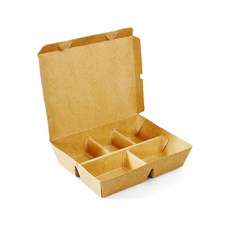 Caixa de papel Kraft para embalagem de alimentos, caixa de papel para viagem à prova de óleo para salada, lanche, fast food, lanche, papel personalizado