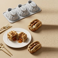 Moule à gâteau en silicone 3 pièces motif noix et pistache, 3 pouces, résistant au four, forme irrégulière, emballé individuellement, pour chocolat et pâtisserie
