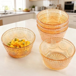 Bols en verre avec motif en relief, style vintage, pour salades et en-cas - Product Image 6