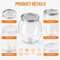 Boîtes à soda jetables en PET transparent avec logo personnalisé, 210 ml, 420 ml, 500 ml, avec couvercles en aluminium faciles à ouvrir, pour l'emballage de gâteaux, smoothies, bubble tea