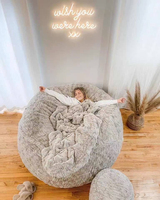 JXT Fauteuil pouf pliable moderne en velours de style nordique avec housse de rangement, ultra doux, pour une relaxation décontractée au sol