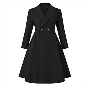 Abrigo Largo de Lana para Mujer, Diseño Elegante con Doble Botonadura, Detalle de Piel de Serpiente, Mangas Desmontables, Cálido y Resistente - Product Image 1