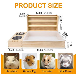 Comedero de heno de madera Tianying para conejos con arenero y cuencos, casa para animales pequeños - Product Image 5