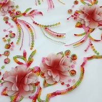 Tissus de dentelle africaine lilas avec fleurs 3D et perles pour robe de mariée