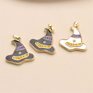 Ciondoli a Forma di Cappello da Strega in Conchiglia <span class=keywords><strong>Naturale</strong></span> Smaltata Placcata Oro per Feste di Halloween - Product Image 3