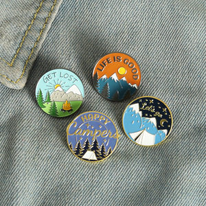 Creative Landscape Series Designer Brooches Metal Pins Supplier FSouvenir Badge or Hat Bag Shoe Clothing Decoration