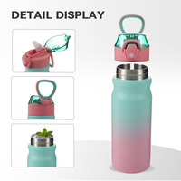 Bouteille d'eau en acier inoxydable 2024 avec paille pour le sport, le camping et les voyages - Sans BPA - Garde au chaud/au froid 12-24 heures - Thermos sous vide